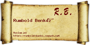 Rumbold Benkő névjegykártya